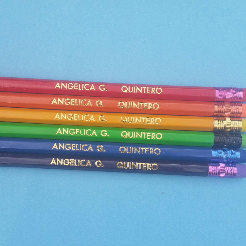 NEW Amber Personalized Pencils 6-Pack Pink Yellow Purple with Butterflies  : Buy Online in the UAE & Shipping to Dubai